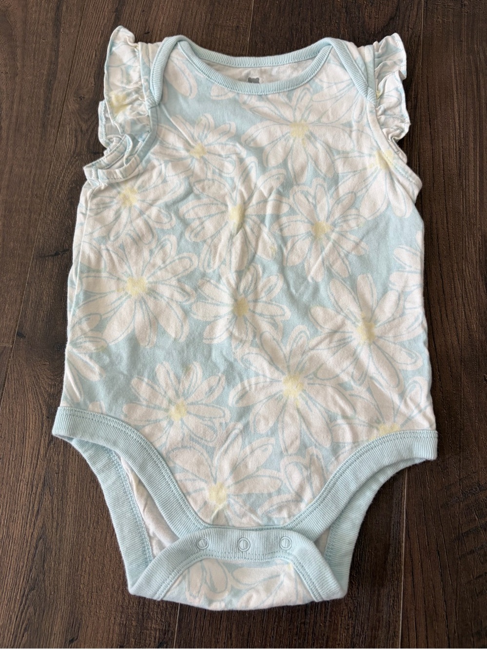 BabyGAP Light Blue Floral Ruffle Sleeve One-Piece Bodysuit